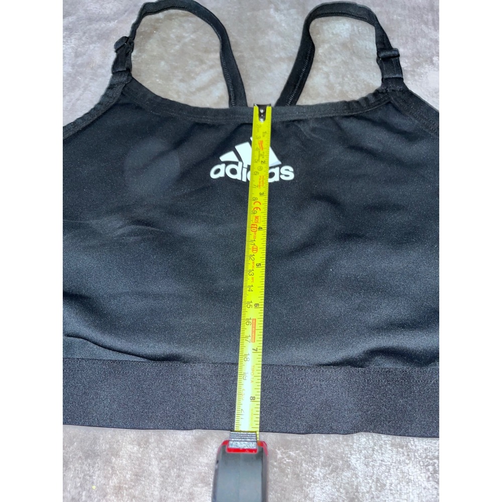 Adidas Womens High Neck Sports Bra Black White Logo Adjustable Straps Activewear - Picture 3 of 4
